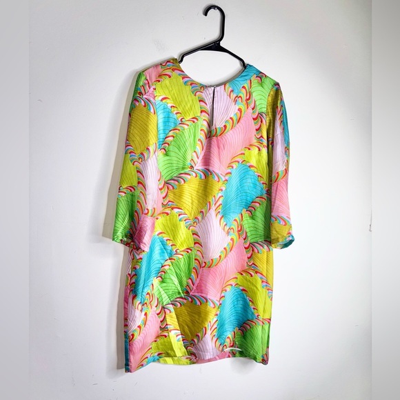 Vilagallo Multicolor Asbstract Print Silk Dress - Picture 1 of 8